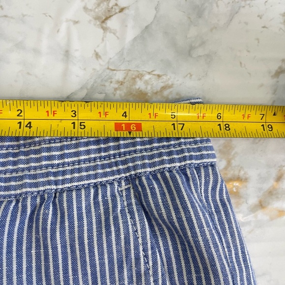 Talbots The Easy Drawstring Pant 12 Wide Leg Linen Blend Pants Coastal Striped - Picture 11 of 15